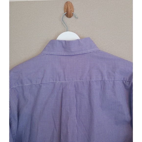 Southern Marsh Shirt Men Size 1 Purple Micro Check Wrinkle Free Button Down Logo - Picture 7 of 13